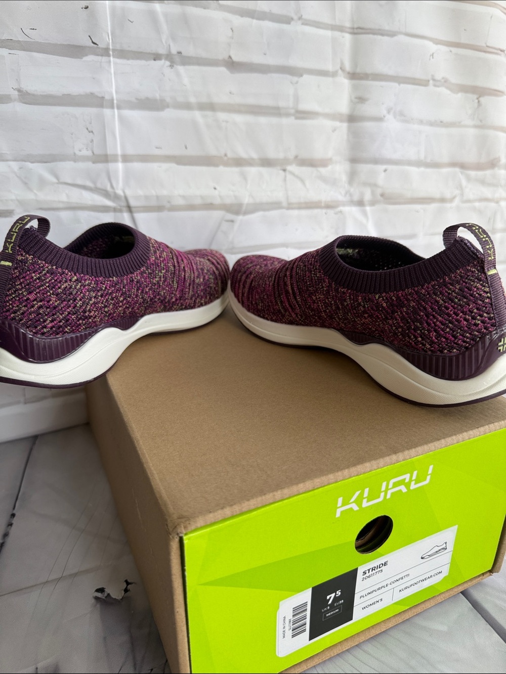 KURU Stride Slip-On Knit Sneakers in Plum Purple Confetti - Picture 9 of 11